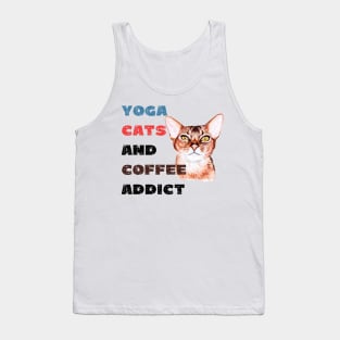 Yoga cats and coffee addict funny quote for yogi Tank Top